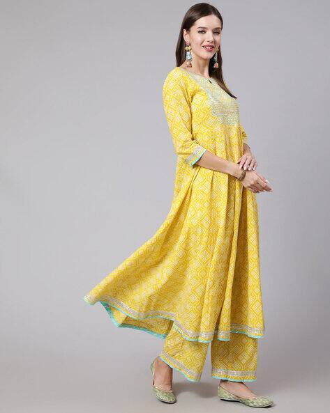 Bandhani Print Flared Kurta Set with Dupatta