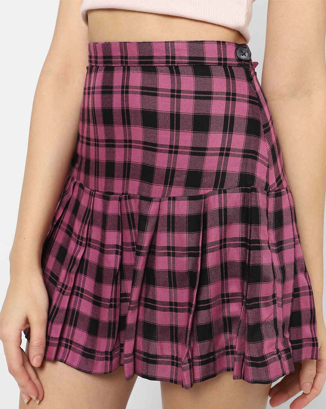 Buy online Pink Checkered Cotton Skirt from Skirts & Shorts for Women by  Vastrado for ₹649 at 35% off