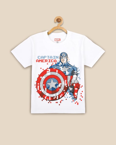 Kidsville Captain America Print Crew-Neck T-Shirt