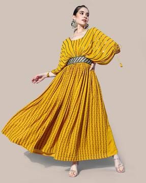 Samaksh Fashion Women Fit and Flare Yellow Dress