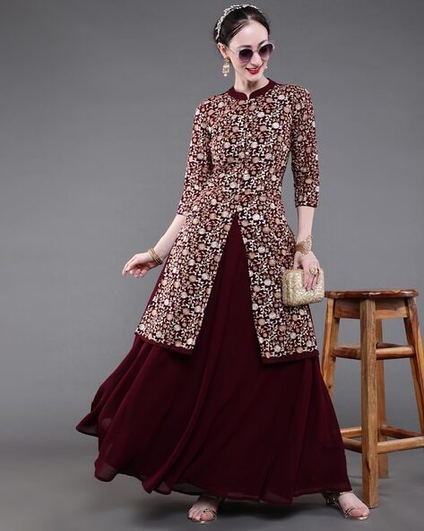 Leheriya Skirt Suit Set in Gold Gota Work - Rana's by Kshitija