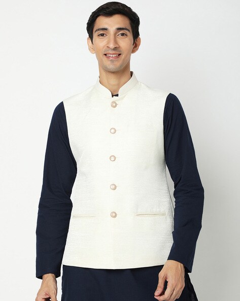 Kisah Men's White Nehru Jacket - Kisah