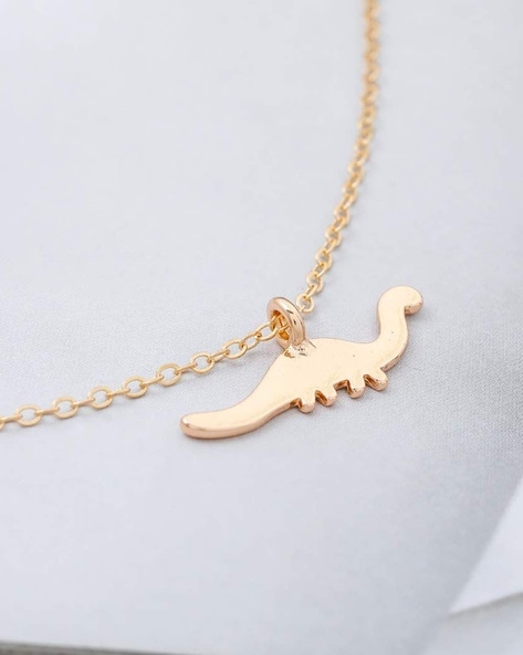 18K Yellow Gold Dinosaur Necklace - | Tiny necklace, Dinosaur necklace,  Yellow gold