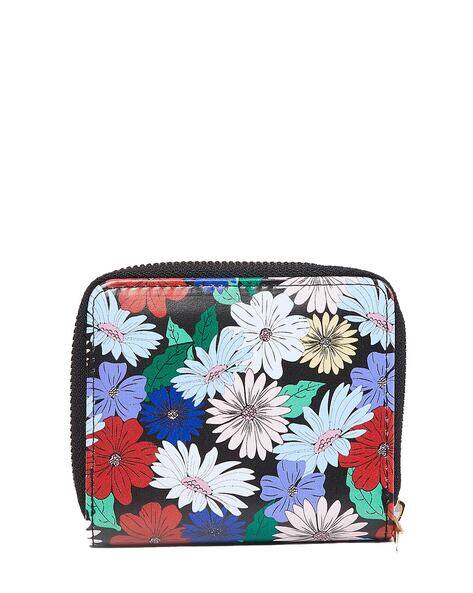 Floral Print Zip Closure Coin Pouch