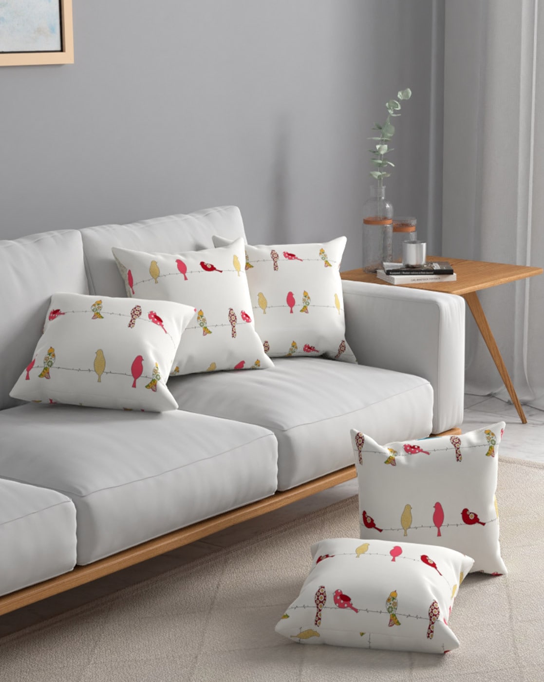 Grey and white top cushion covers