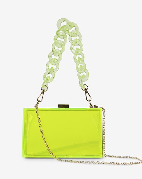 WJCD Cute Clear Acrylic Plastic Neon Hard Frame Party Clutch Purse with  Gold Chain Strap (Blue): Handbags: Amazon.com