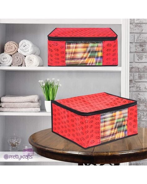 Set of 2 Large blanket storage bags for Wardrobe Clothes Storage Organizers  with transparent window and dimension of 65*47*33 cm