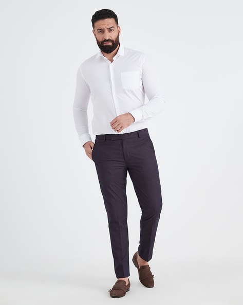 Solid Button Front Tapered Trousers – Styched Fashion