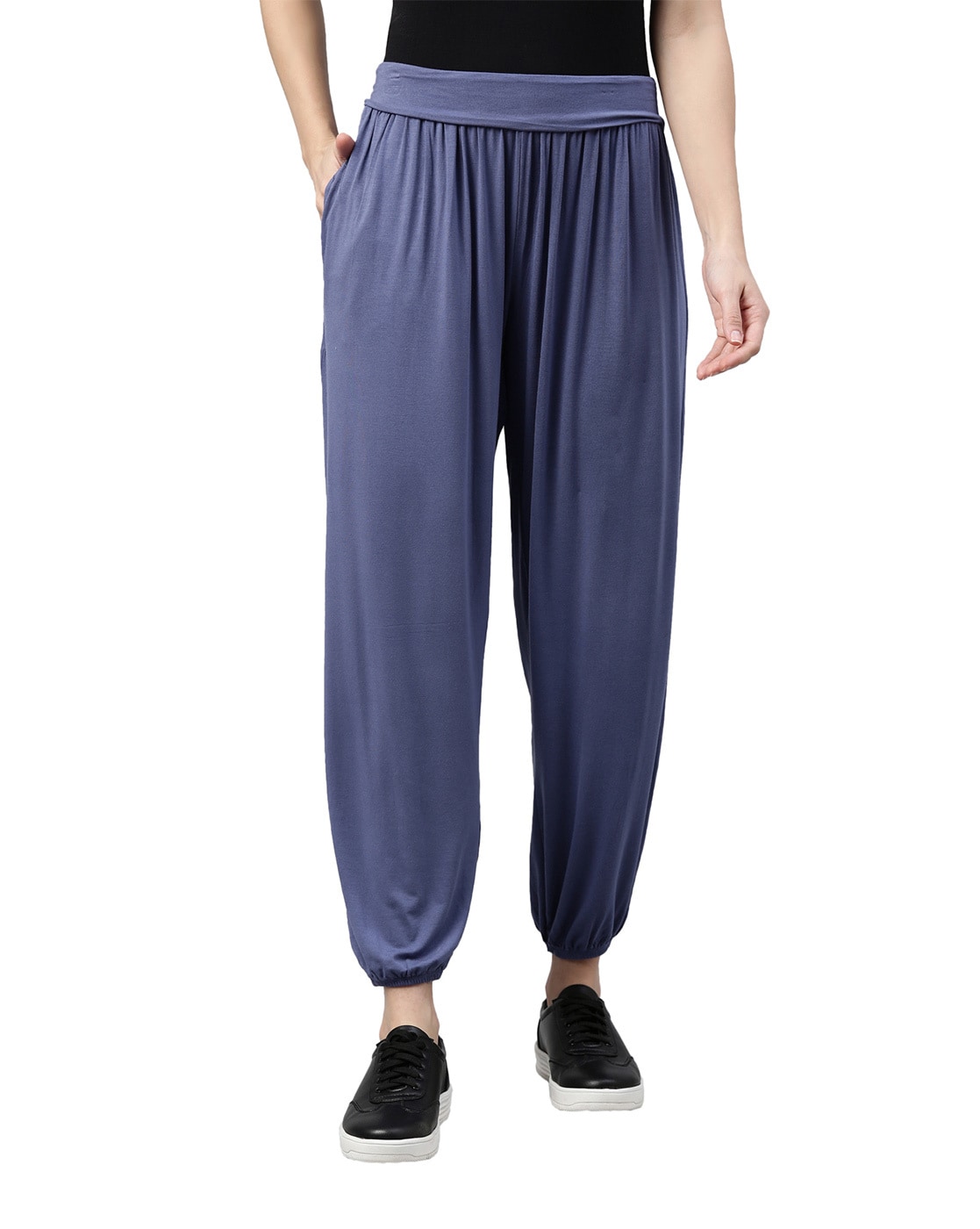 Yoga trousers - Harem trousers PATIALA Ladies, Blue-White Patterns