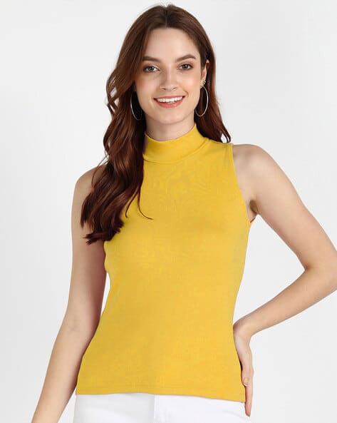 High-Neck Crew-Neck T-Shirt