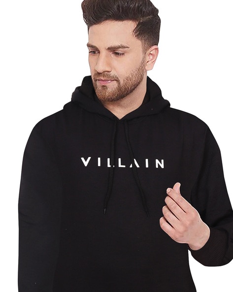 Buy Black Sweatshirt Hoodies for Men by VILLAIN Online Ajio