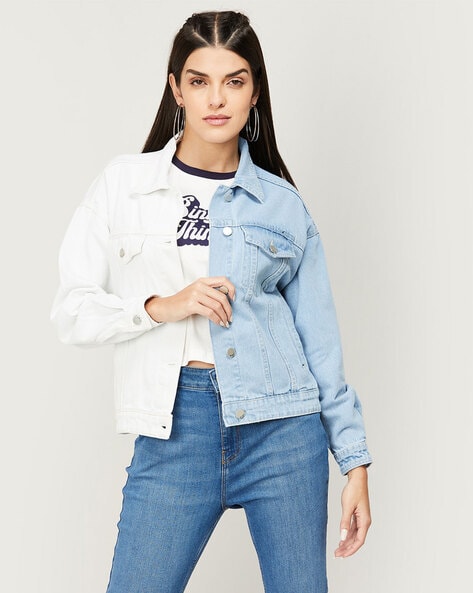 Buckled Oversized Denim Moto Jacket | boohoo