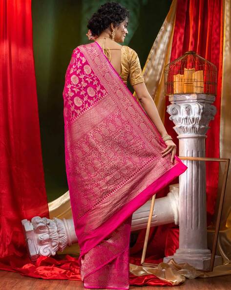 Your Ultimate Guide to the Alluring Magenta Pink Color Silk Saree -  Sanskriti Cuttack