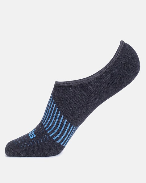 Navy No Show Socks for Women, Stripe and Patchwork Design