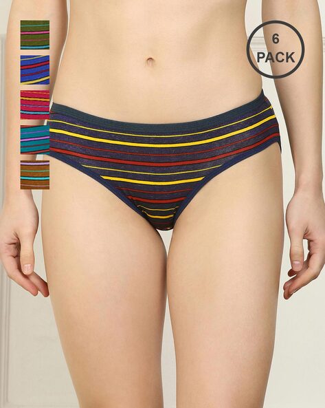 Pack of 6 Striped Hipster Panties