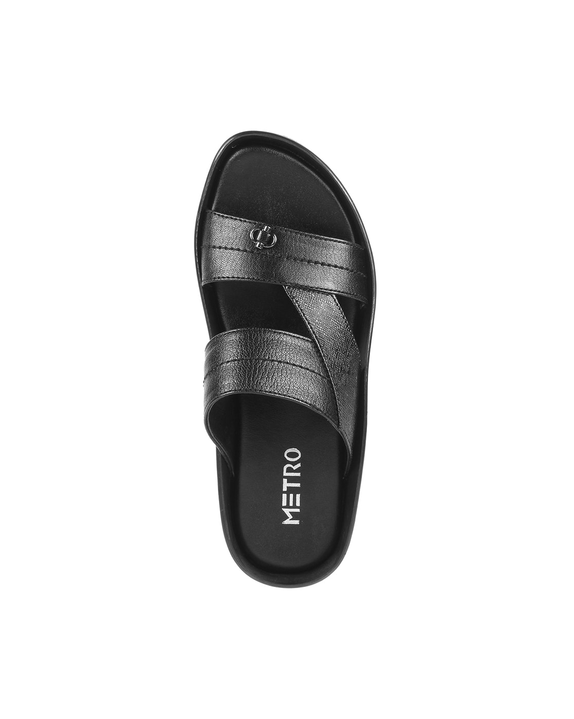 Buy Metro Men's Black Leather Sandals-8 UK (42 EU) (18-93) Online at Lowest  Price Ever in India | Check Reviews & Ratings - Shop The World