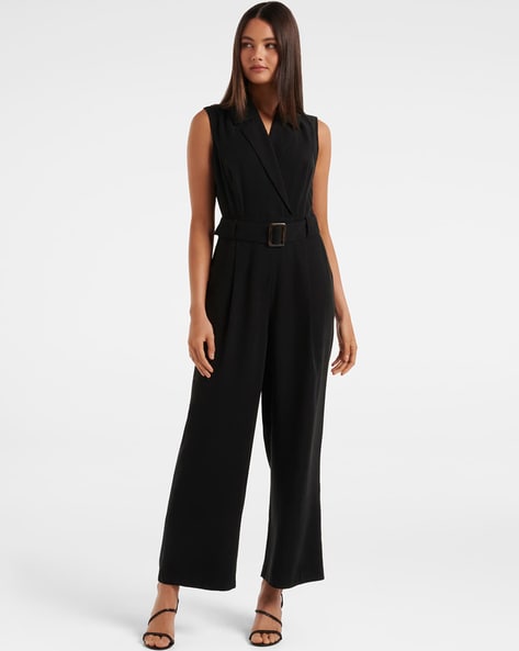 LONG SLEEVELESS JUMPSUIT - Black