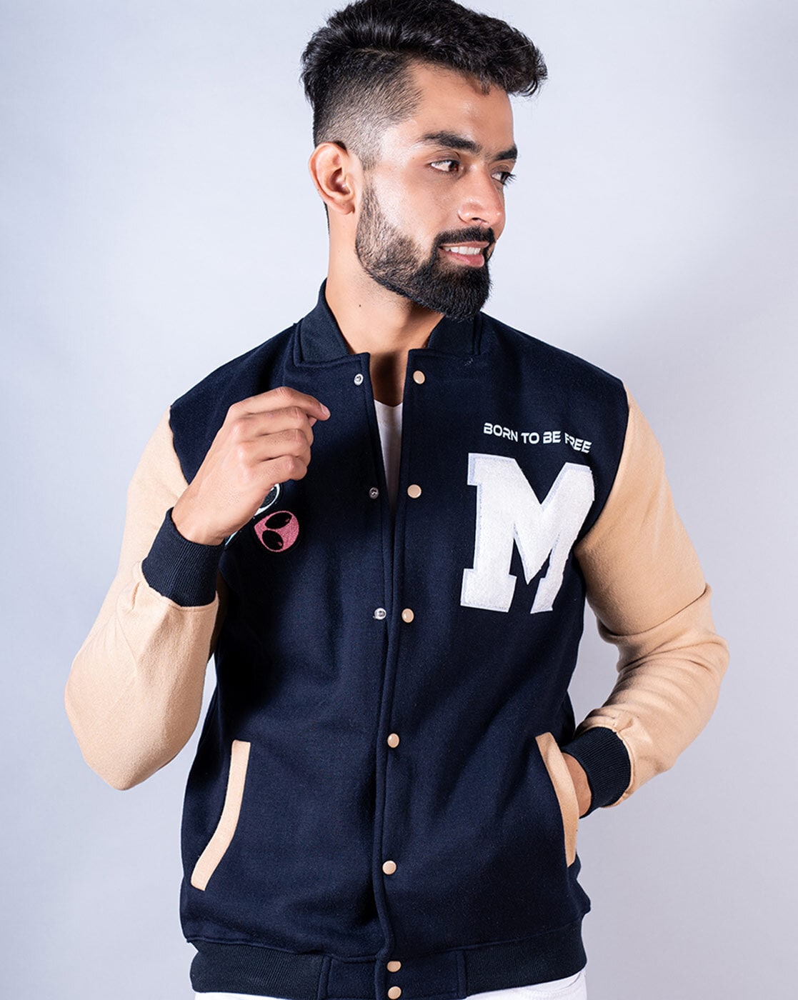 Caliber India Black Gold Leather Sleeves Baseball Jacket - Plain at Rs  7500/piece in Greater Noida