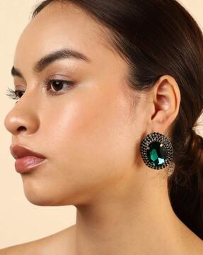 Large green deals stud earrings