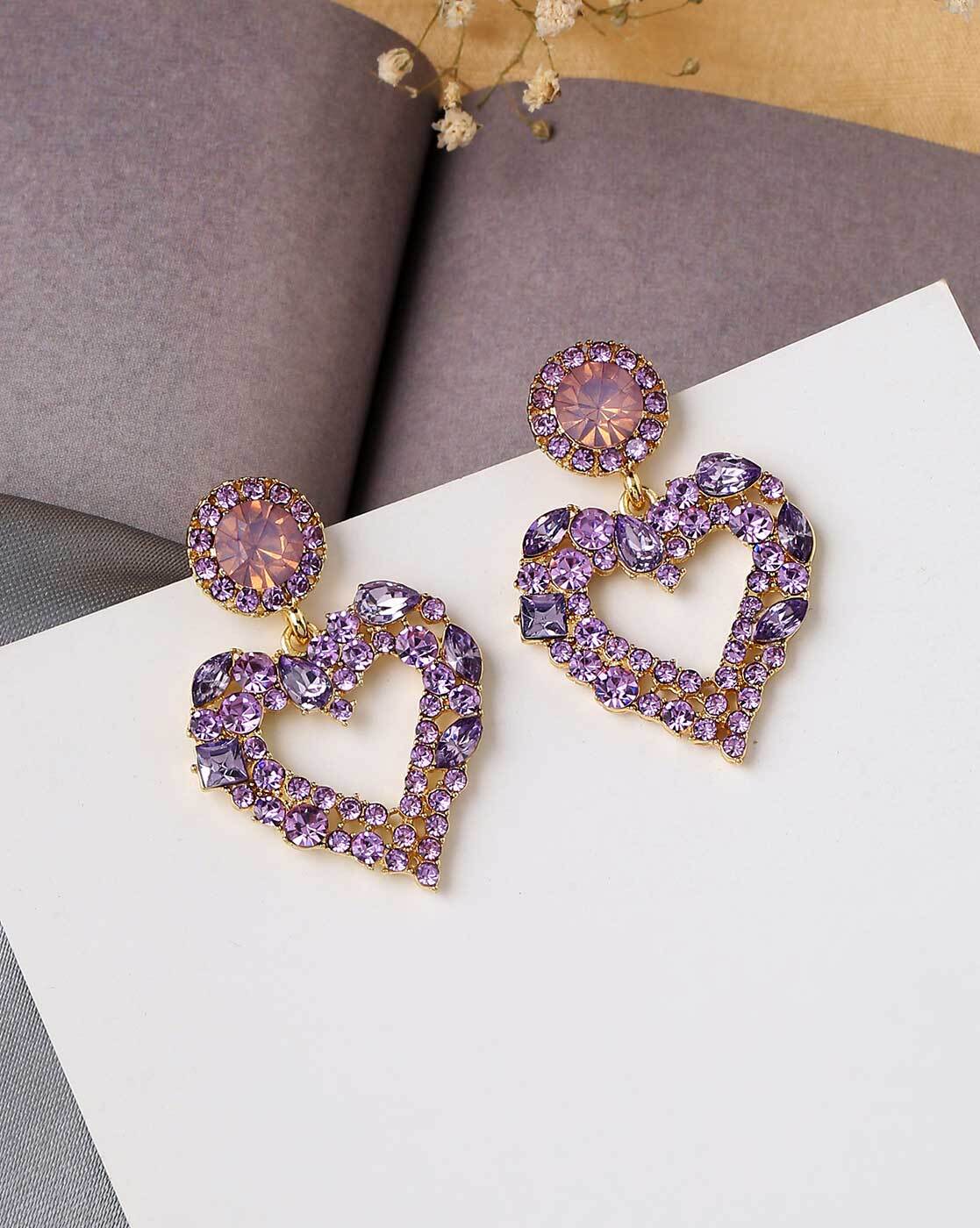 Light Purple Traditional Jhumka Earrings for Girls  FashionCrabcom