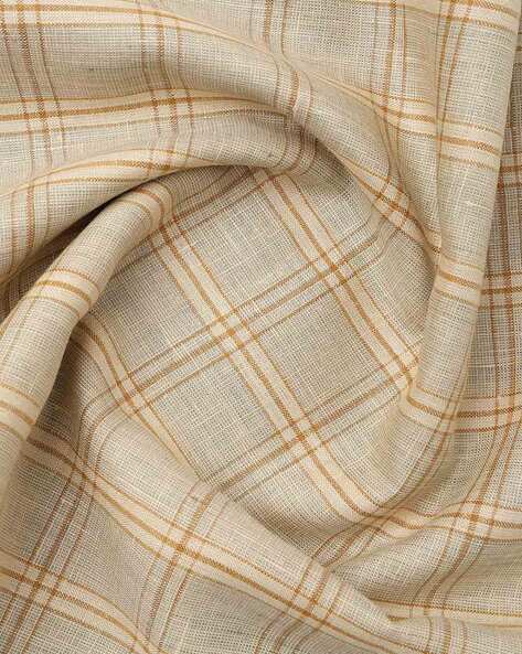 Cotton Check Beige Flannel Fabric