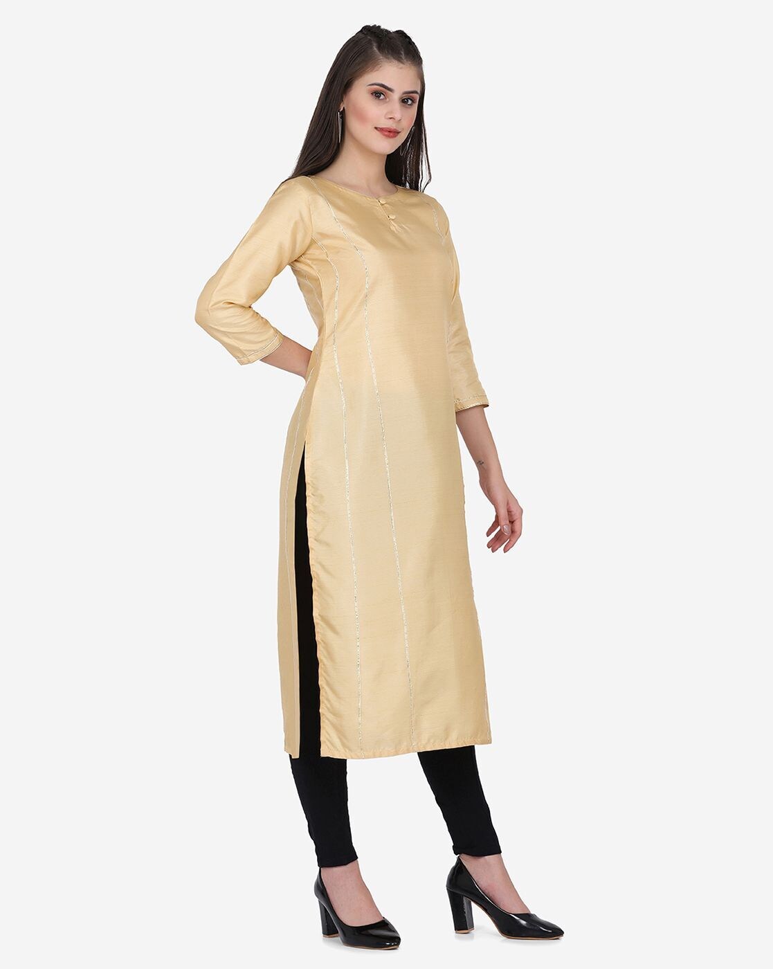 Popular $39 - $52 - Cream Silk Kurti and Cream Silk Tunic Online Shopping