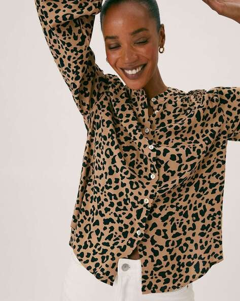 marks and spencer leopard print blouse