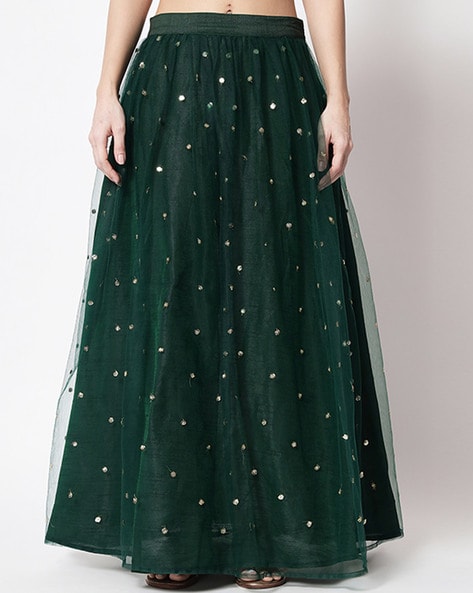 Green net 2025 maxi skirt