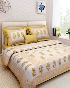 Cotton Jaipuri Traditonal Double BedSheet with 2 Pillow Covers-image-45