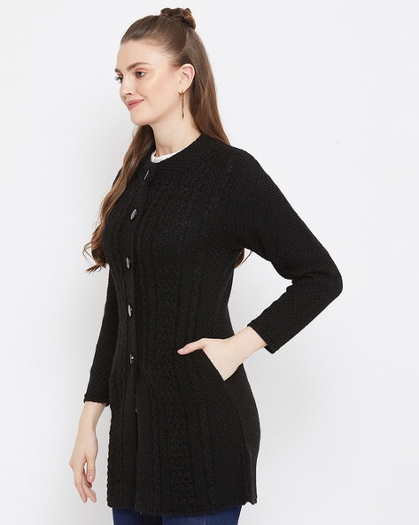 Black button front discount cardigan