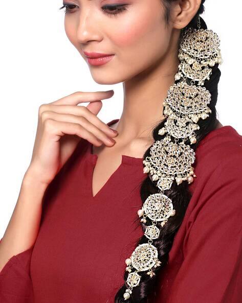 Yellow Chimes Kundan-Studded Hair Clip