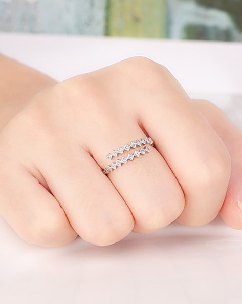 Golden Ring|925 Sterling Silver Cz Ring - Stackable Gold-plated For Women