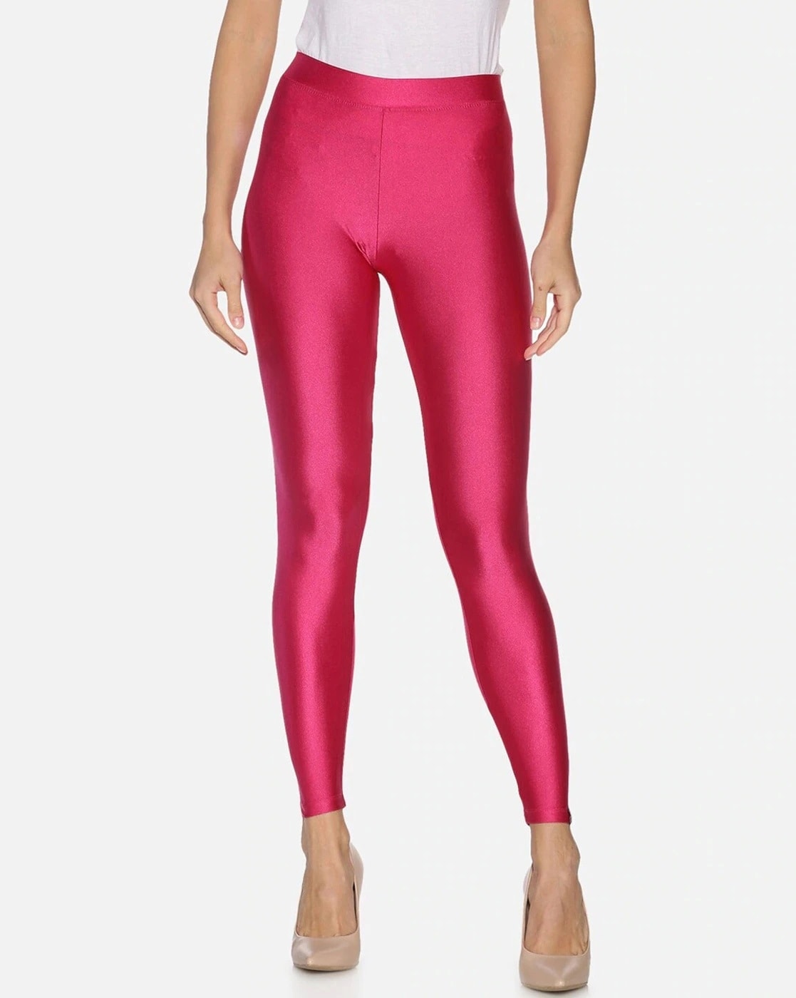 Buy TWIN BIRDS Women Pink Solid Nylon Shimmer Legging Online at