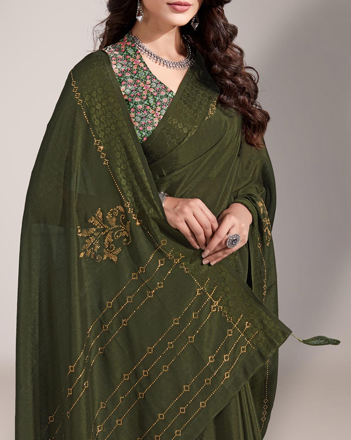 Buy Olive Sarees for Women by Hritika Online