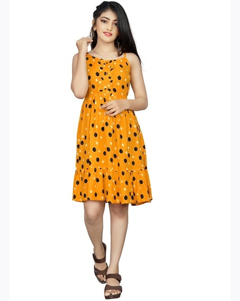 Yellow colour one hot sale piece dress