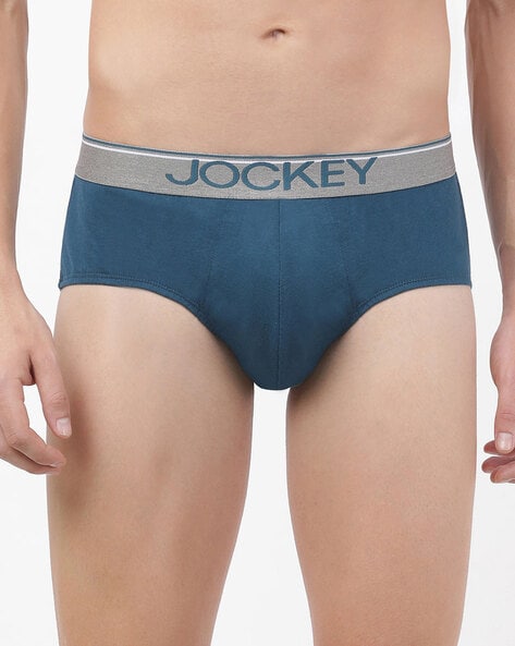 Buy Jockey Us17 Men Super Combed Cotton Rib Solid Brief With Ultrasoft  Waistband - Blue Online
