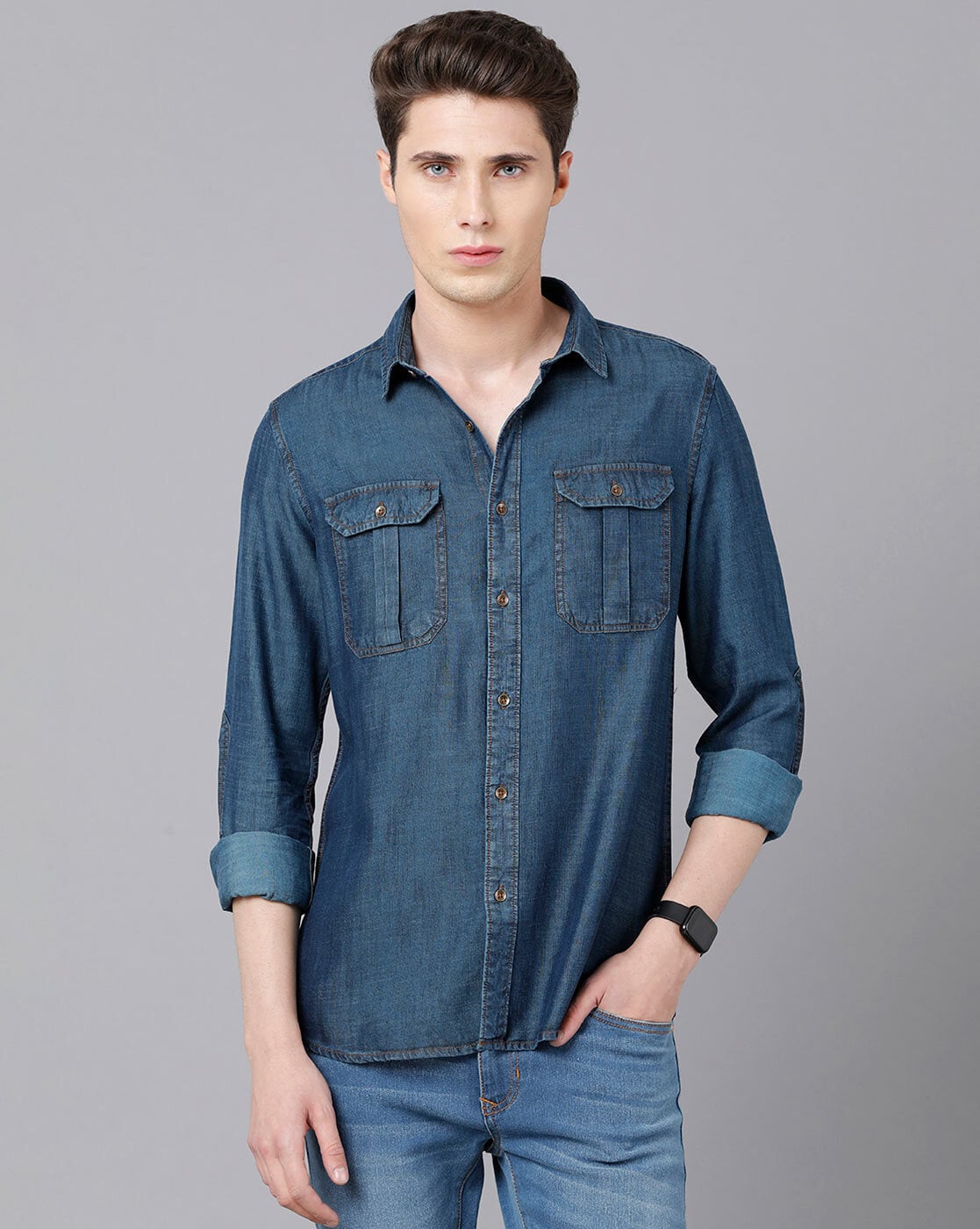 Buy Navy Blue Shirts for Men by VAN HEUSEN Online | Ajio.com
