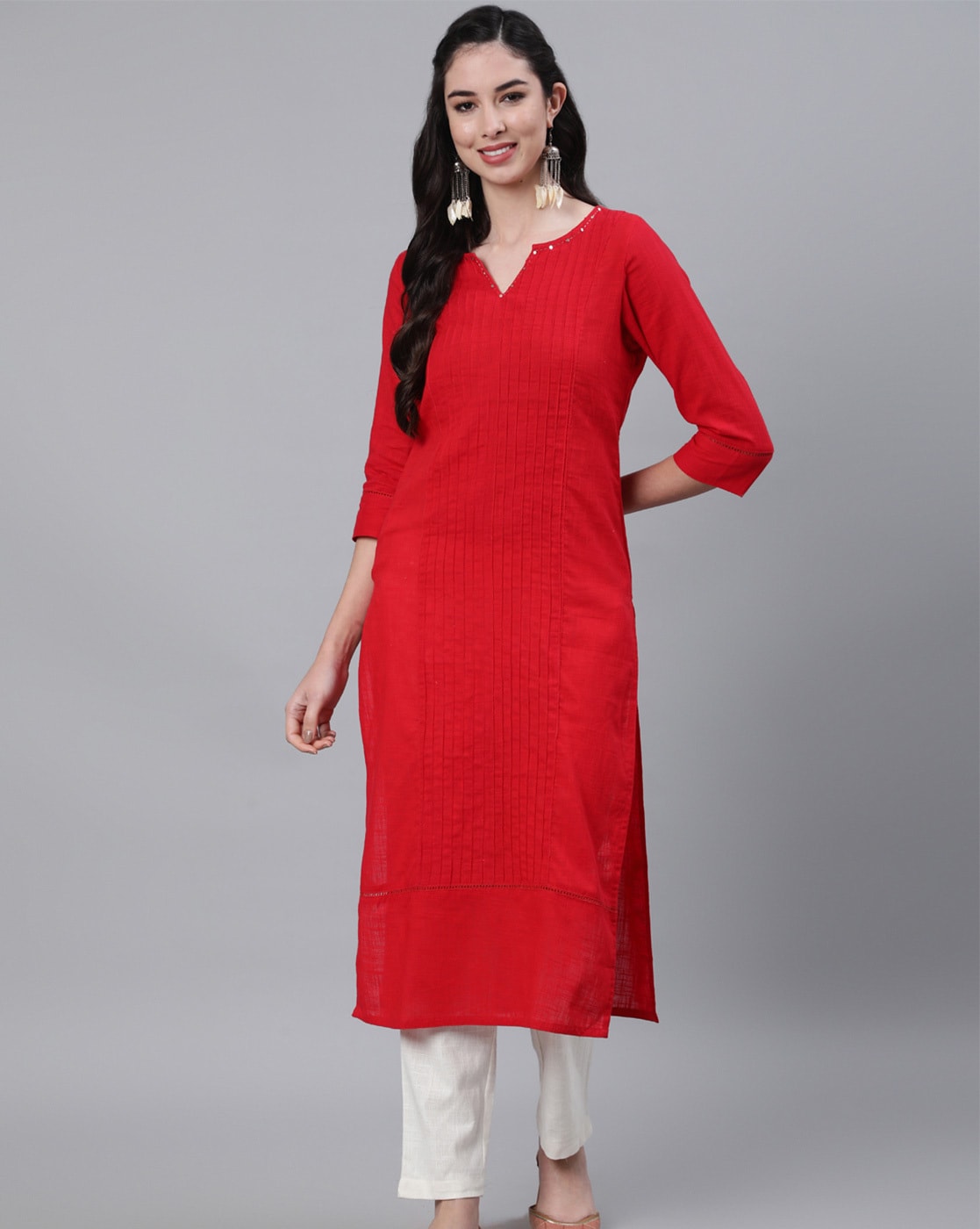 Rayon Red Kurti Pant Set, Size: Large, 130GSM at Rs 550/piece in Jaipur |  ID: 25013990430