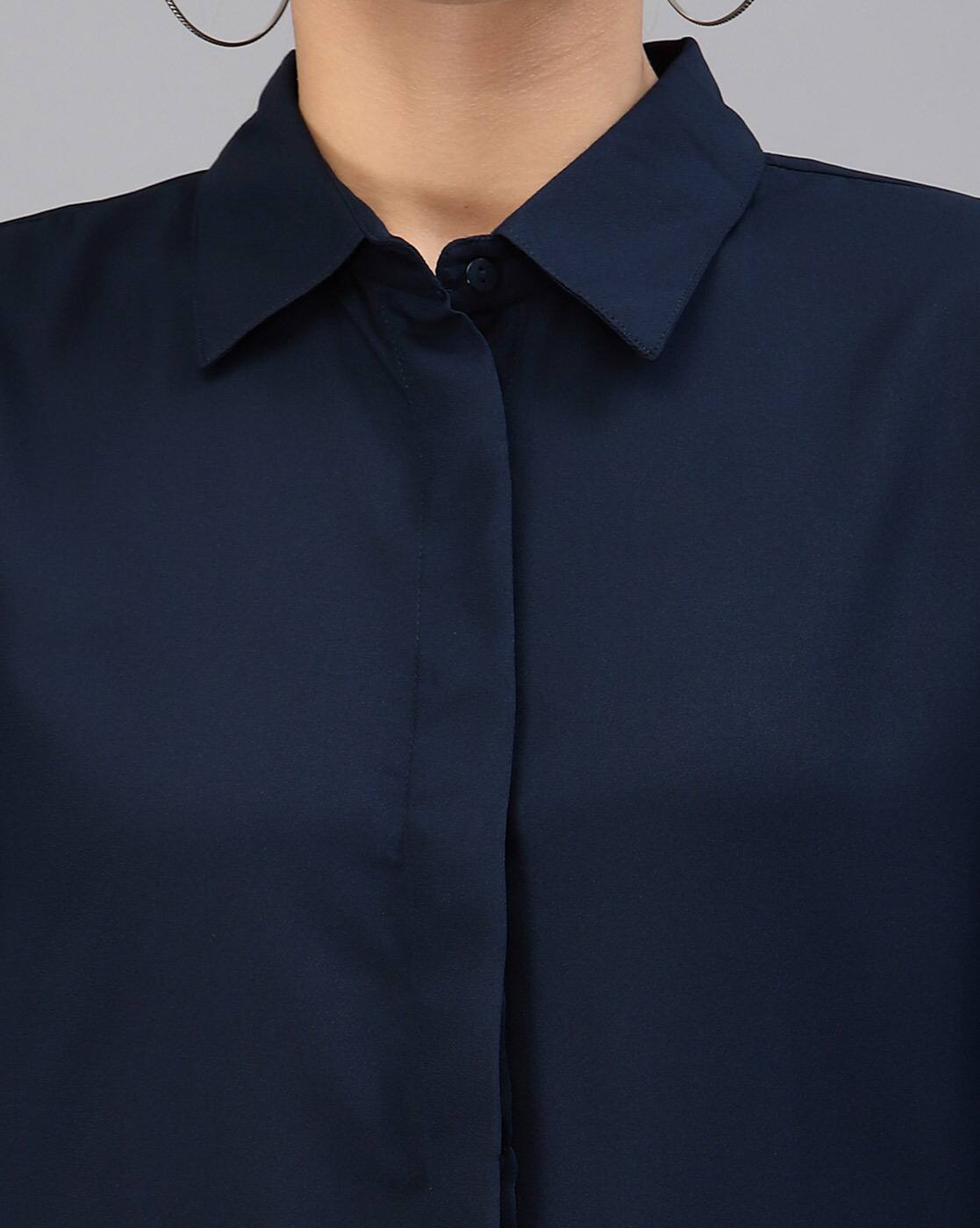 Buy Navy Blue Shirts for Women by STYLE QUOTIENT Online | Ajio.com