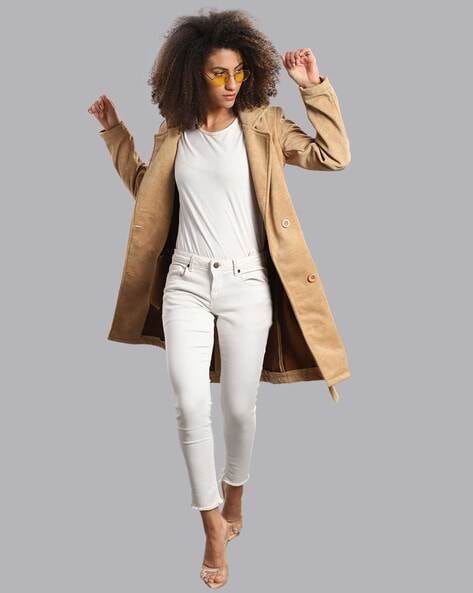 Beige suede 2024 trench coat