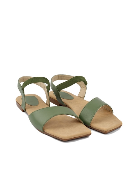 Khaki green 2025 flat sandals