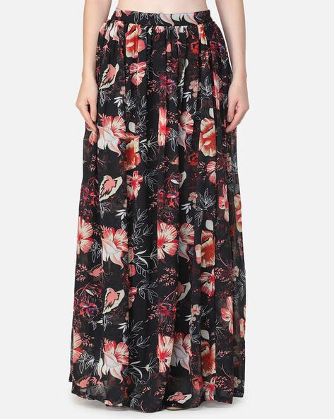 Cation Floral Print Flared Skirt