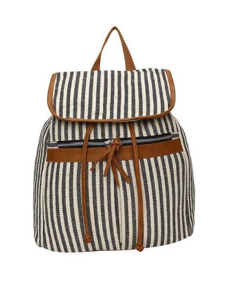 Striped Backpack with Zip Closure