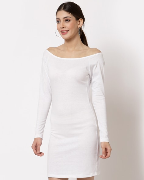 Off shoulder outlet boat neck dress