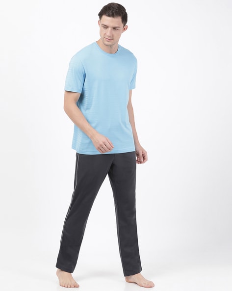 Buy Super Combed Cotton Rich Straight Fit Trackpant with Side and Back  Pockets - Navy & Neon Blue 9508 | Jockey India
