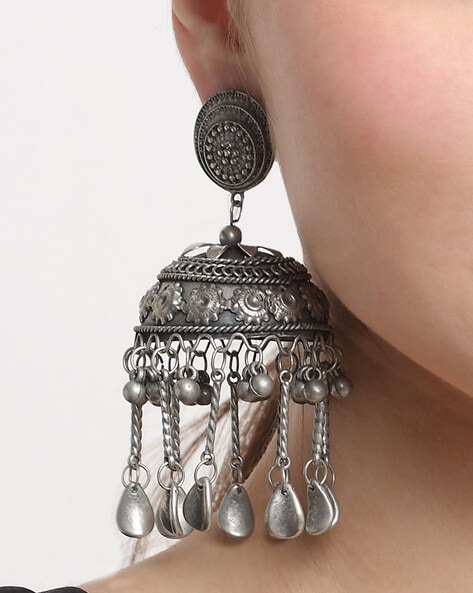 J15608 Floral Design Matte Antique Big Size Bead Drops Jhumka Earrings |  JewelSmart.in