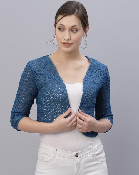 Jeans Blue Summer Shrug Plus Size Bolero Hand Knit Crochet Cotton Sweater  Cropped Cardigan Women Shoulder Open Jacket Oversized Shrug Loose - Etsy