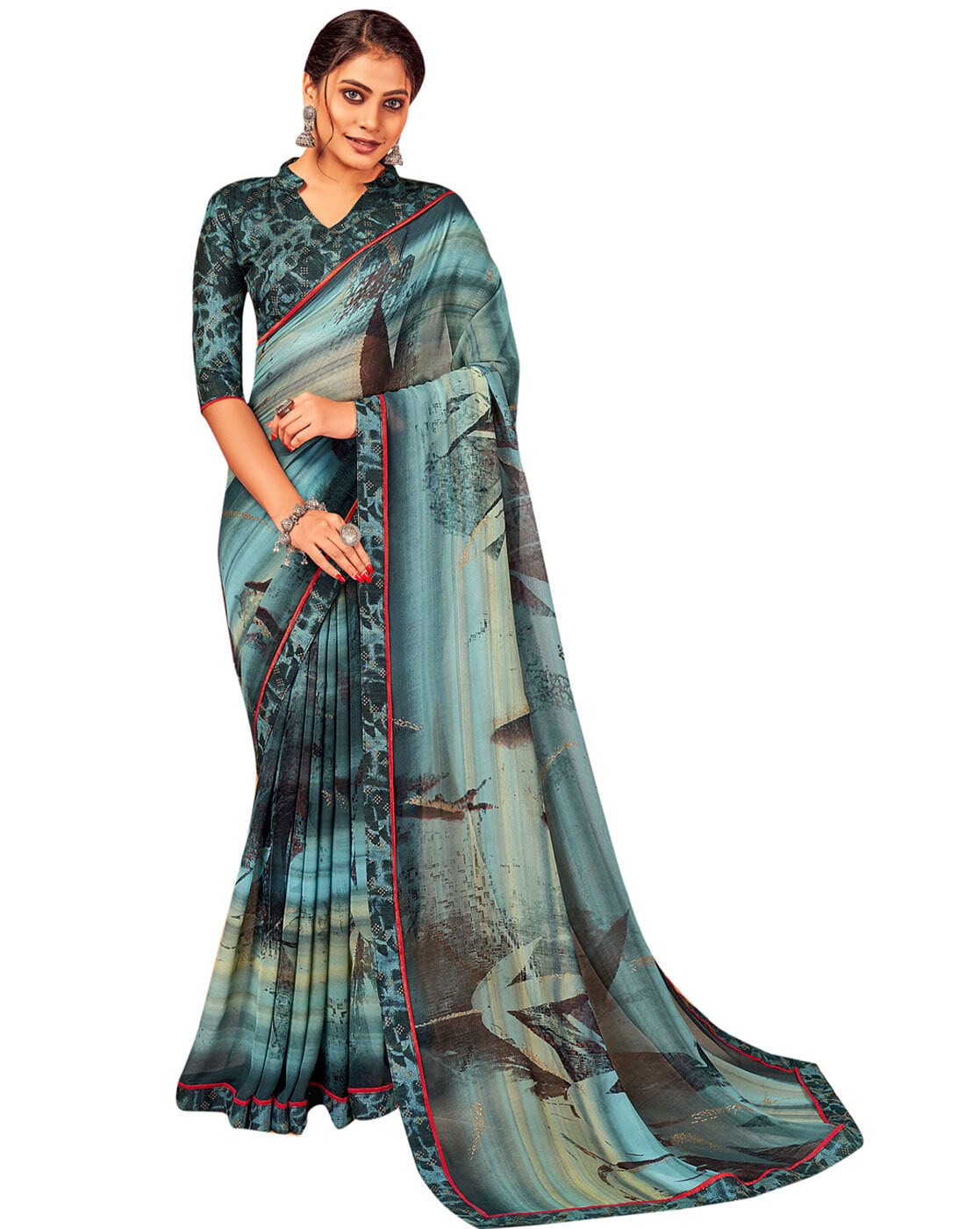 Buy Peacock Blue Sarees for Women by GUNATIT CREATION Online | Ajio.com