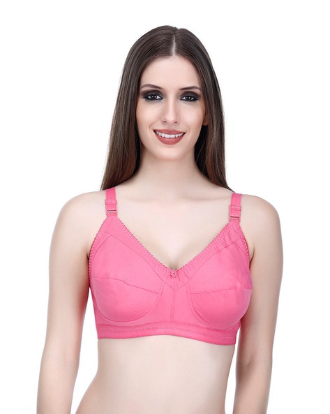 Buy Elina Women's Pink B-Cup Cotton Net Full Coverage Bra.(Set of 1) Online  at Low Prices in India 