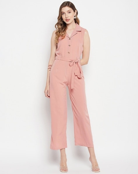 Buy Fuchsia Pink Strappy Jumpsuit Online - Label Ritu Kumar India Store View